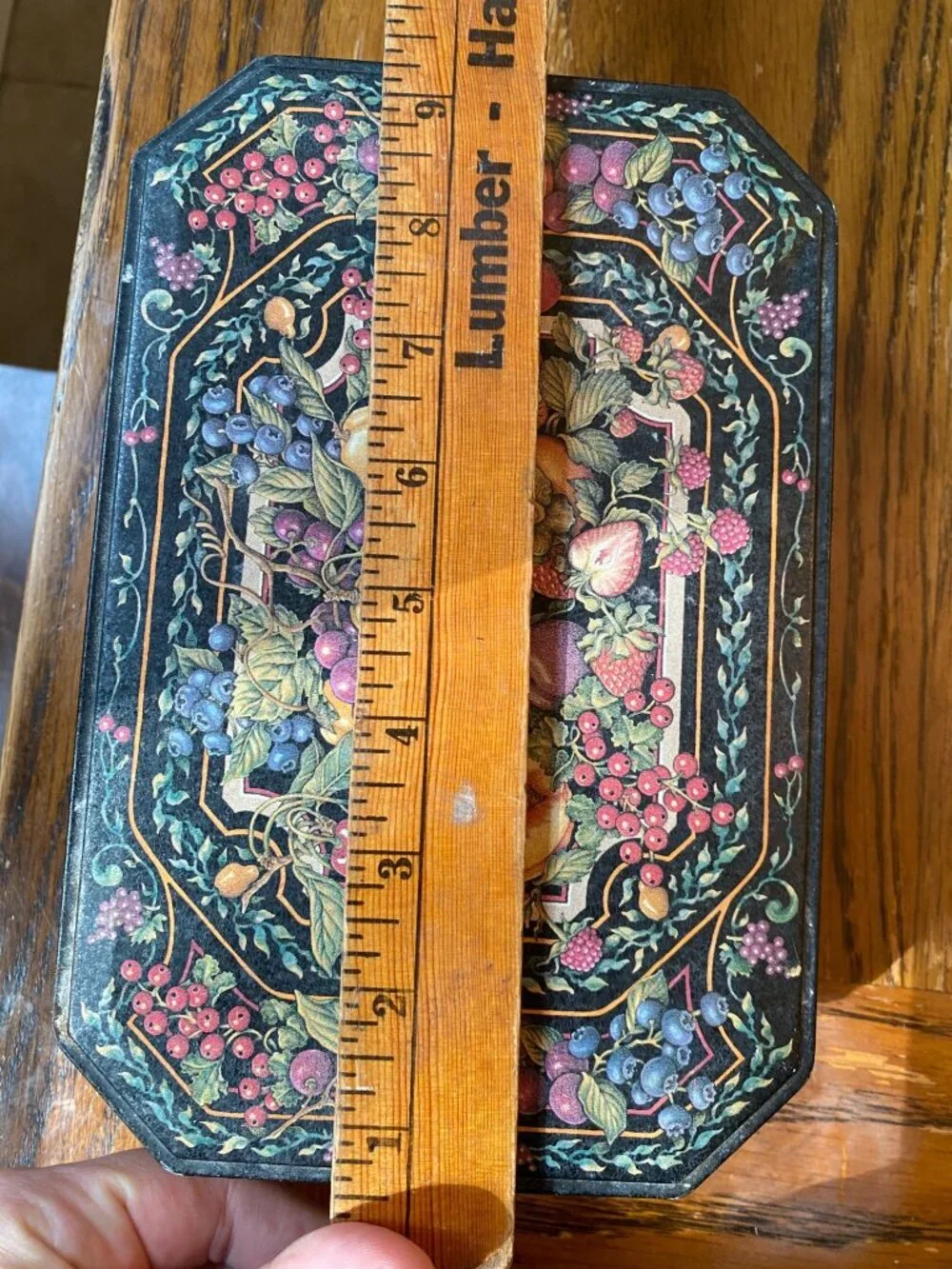 Vintage Storage Tin Dark Fruit-Themed Keller Charles Tin Box By Jamie Gardner Re